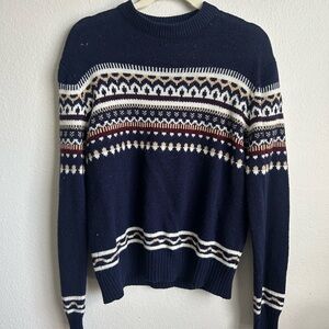 Vintage Forte Navy Blue Patterned Men's Sweater Medium